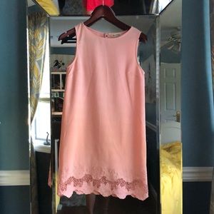 Pink embroidered shift dress